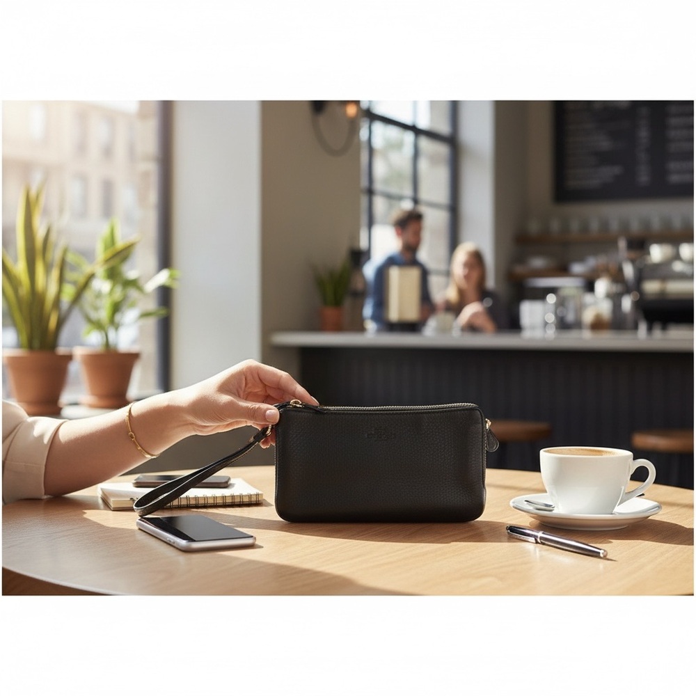 Coach Black Leather Wristlet